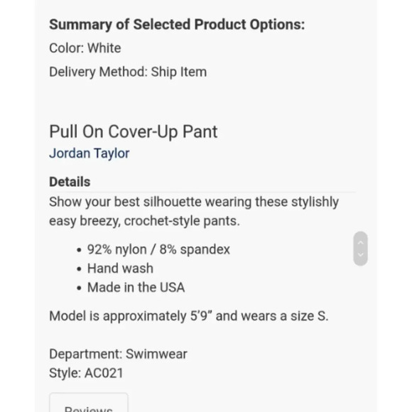 Jordan Taylor Sz Medium Beachwear Swim coverup Sheer  Pull-On Pants - Picture 7 of 8